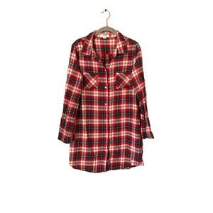 Simply Noelle red and green flannel plaid pajama shirt/dress size S/M￼